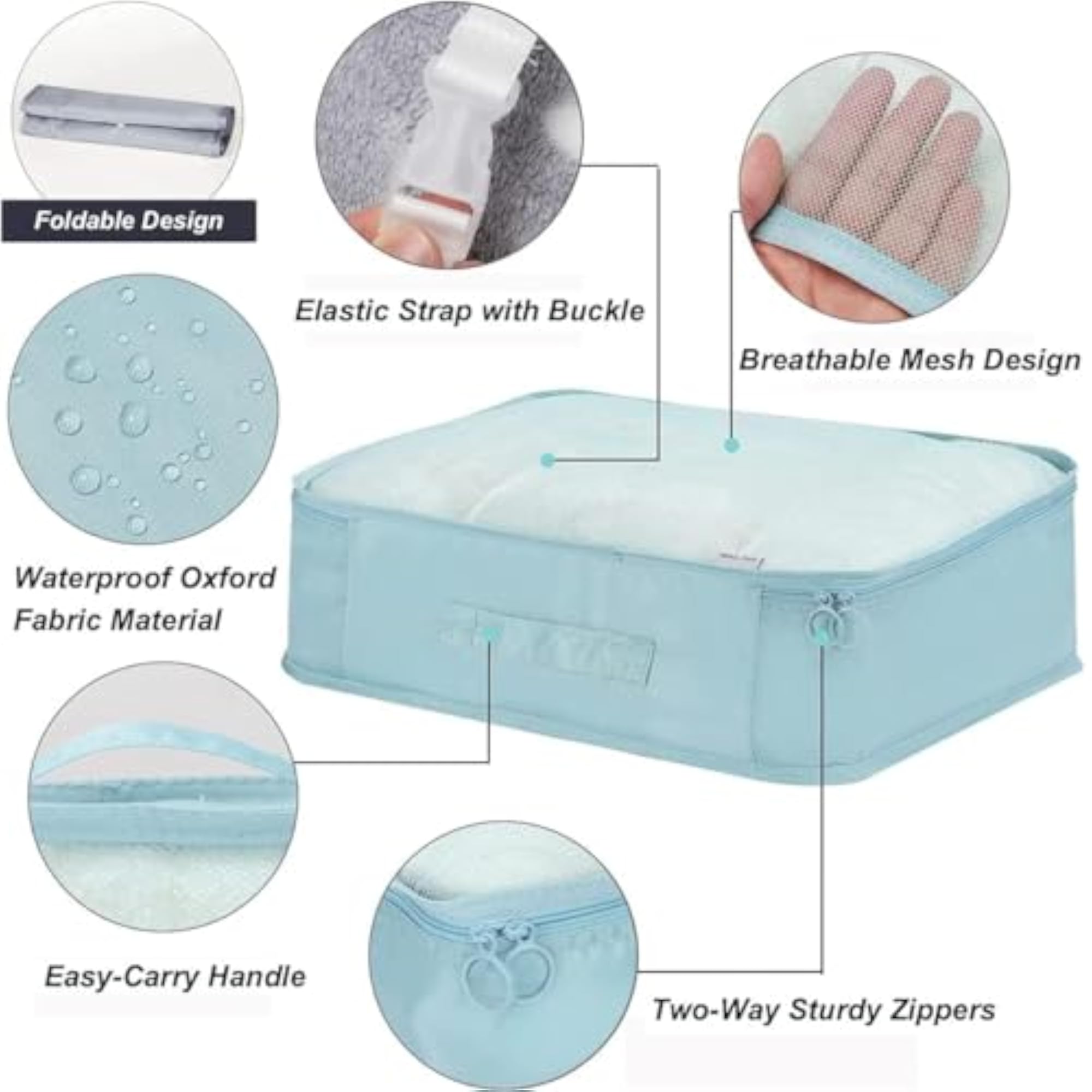 7-Piece Travel Packing Cubes Set, Beige, Polyester